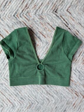 Aerie Seamless Ribbed V-Neck Crop Top